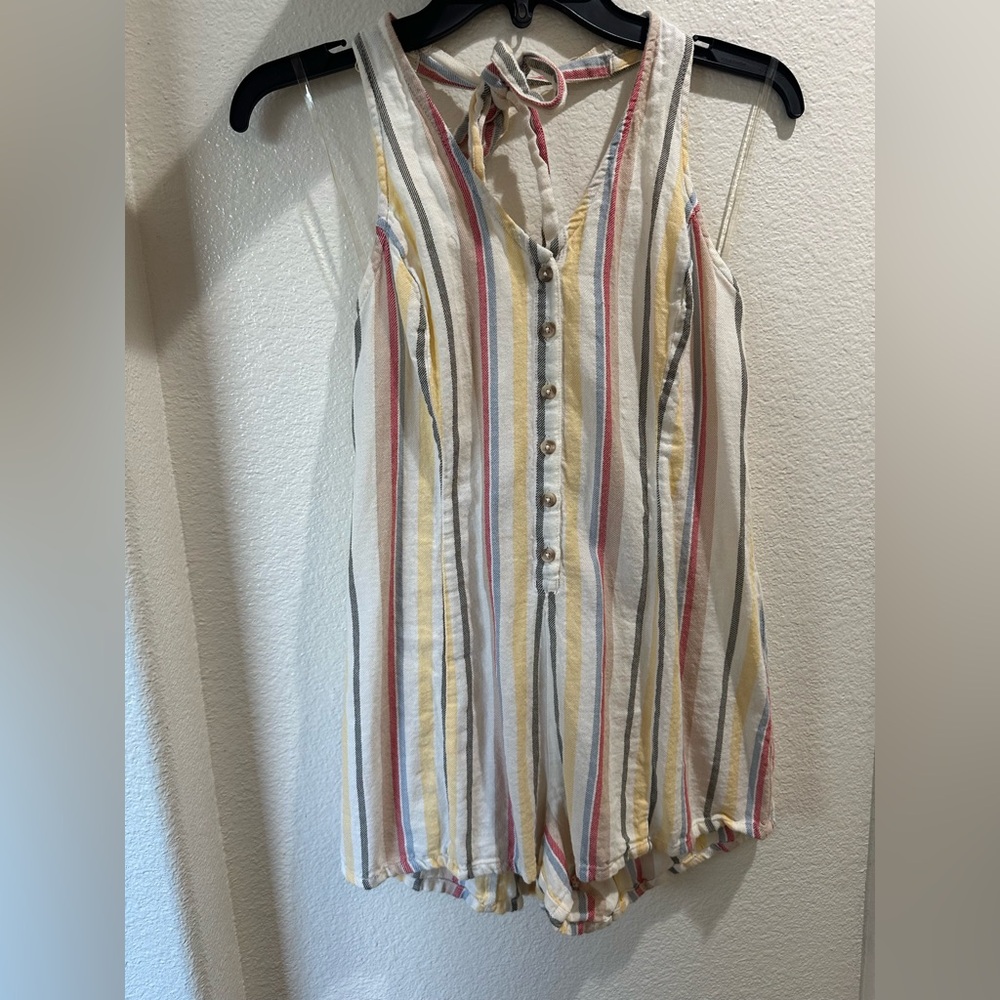 Striped Sleeveless halter tie Women's romper
